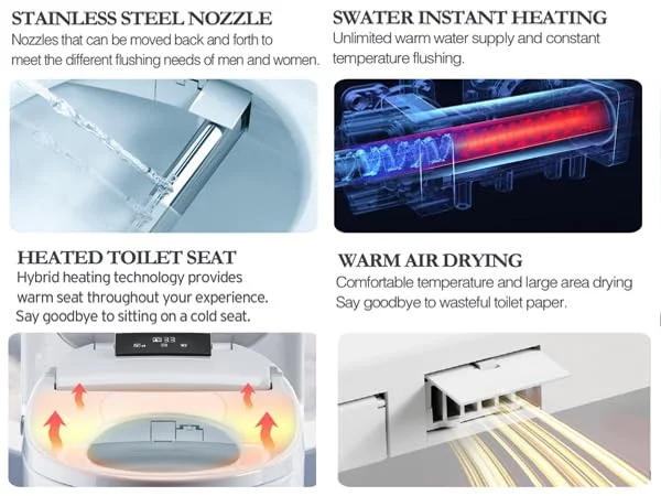 XCQQ electric bidet toilet seat with remote and night light
