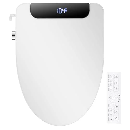 IYTATA electric bidet toilet seat, elongated, model 102, white, with adjustable water temperature