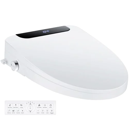 mijashy electric bidet toilet seat, elongated, model 102, white