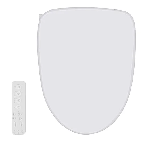Electric heated bidet toilet seat, elongated, with remote control