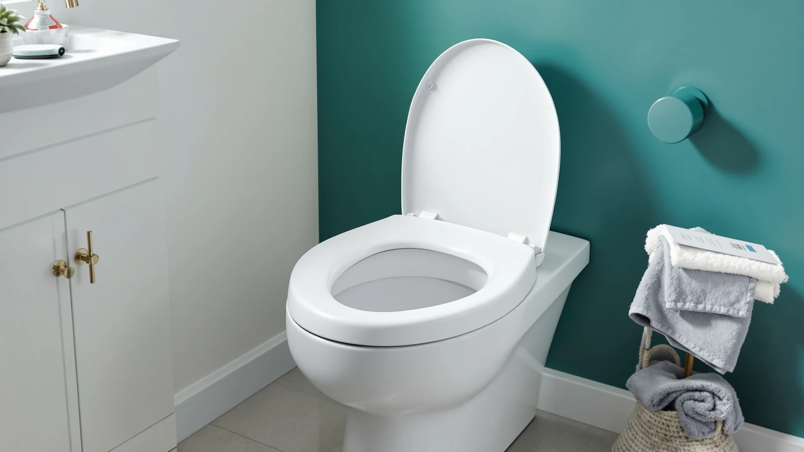 A white electric bidet toilet seat with a side control panel, an anonymous no-name listing style product shot