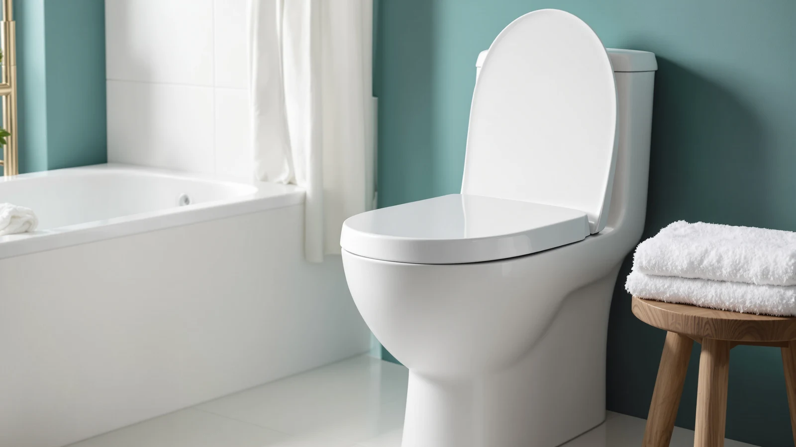 A clean white bidet toilet seat in a neutral, staged bathroom ahead of a home sale
